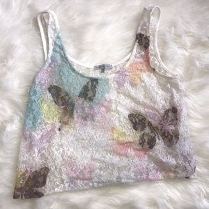 Lace cropped tank